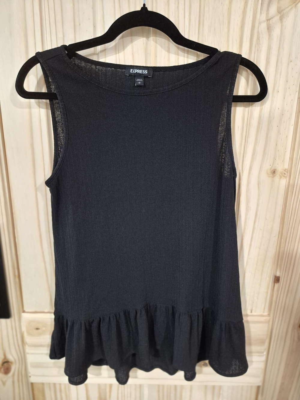 Express Black Sleeveless Ruffle-Hem Top